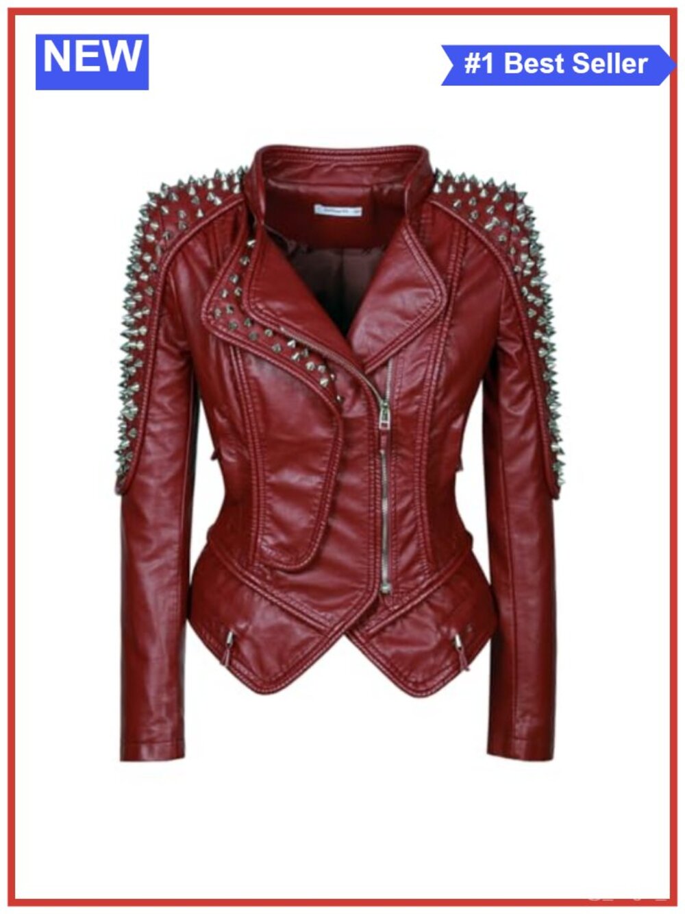 Faux Leather Motorcycle Jacket Asymmetric Zip Slim Fit Biker Coat